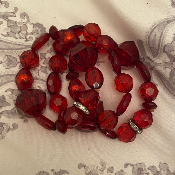 Set of Three red beaded bracelets - Picture 1 of 5